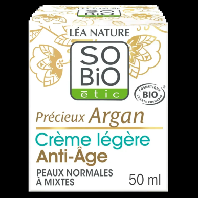 SO BIO Précieux Argan Soin Léger Anti-Âge Nuit Bio 50ml – soins anti-âge et anti-rides | SO BiO - Visage Tunisie | Miral Parapha