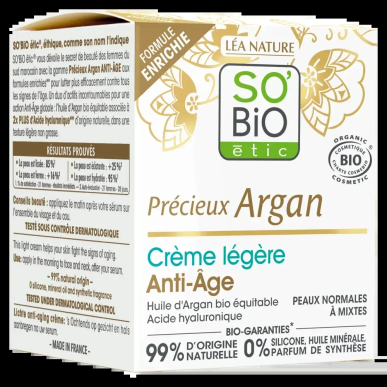 SO BIO Précieux Argan Soin Léger Anti-Âge Nuit Bio 50ml – soins anti-âge et anti-rides | SO BiO - Visage Tunisie | Miral Parapha
