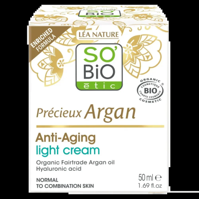 SO BIO Précieux Argan Soin Léger Anti-Âge Nuit Bio 50ml – soins anti-âge et anti-rides | SO BiO - Visage Tunisie | Miral Parapha