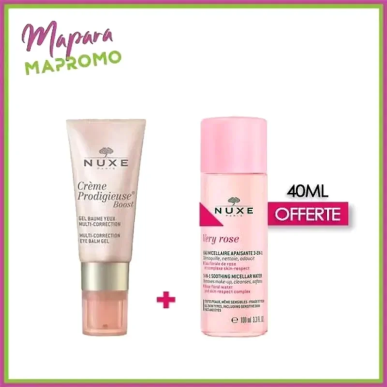 NUXE Creme Prodigieuse Boost Crème Gel Multi-correction PNM 40ml + NUXE Very Rose Eau Micellaire Apaisante 3en1 40ml (Offert) | 