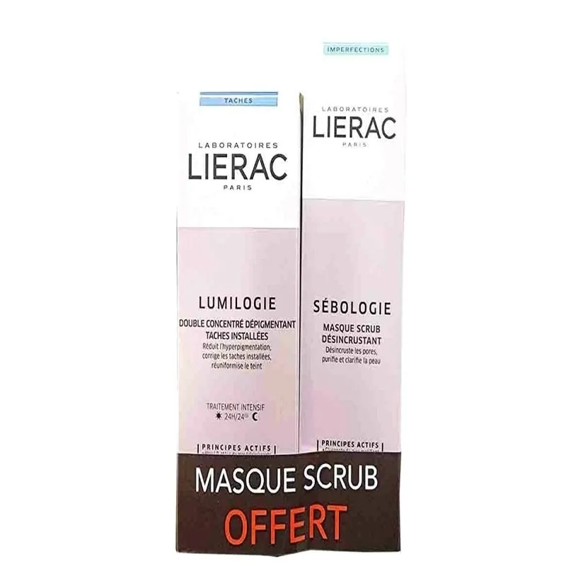 LIERAC Coffret Lumilogie + Sebologie Masque Scrub Offert