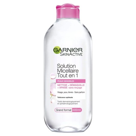 Garnier SkinActive Solution Micellaire Tout en 1 Peau Sensible 400ml – Démaquillants, nettoyants visage / Eau micellaire, toniqu