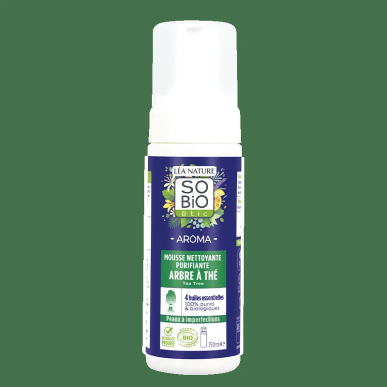 SO BIO Aroma Mousse Nettoyante Purifiante Arbre à Thé Bio 150ml – Démaquillants, nettoyants visage / Lait, mousse, émulsion | SO