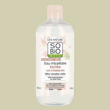 SO BIO Mon Lait d’Ânesse Eau Micellaire Lactée Bio 500ml – Démaquillants, nettoyants visage / Eau micellaire, tonique,  | SO BiO