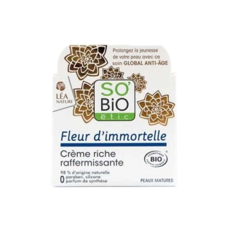 SO BIO Crème Riche Raffermissante – Fleur D’immortelle 50 Ml – soins anti-âge et anti-rides / Premières Rides | SO BiO - Visage 