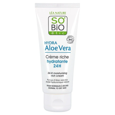 SO BIO Crème Légère Hydratante HYDRA Aloe Vera 24h Jour 50 ml – Soins hydratants et nourrissants / Hydratants peaux normales | S