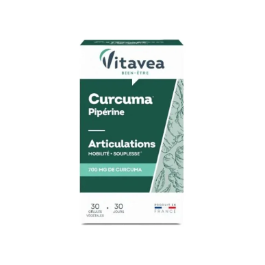 VITAVEA Curcuma Piperine 30 gélules – Articulations | Vitavea - Corps Tunisie | Miral Parapharmacie