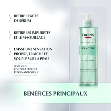 EUCERIN Dermopure Gel Nettoyant Peaux a Imperfections 200ml – Soins peau grasse, mixte et acné / Peaux à imperfections | DermoPu