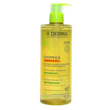 A-DERMA Exomega Control Huile Lavante Emolliente 500 ml – Soins Corps / Hydratation et Nutrition Corps | ADERMA - Corps Tunisie 