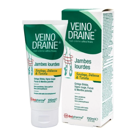 Veinodraine Gel Crème 100ml – Jambes lourdes | Belpharma - Corps Tunisie | Miral Parapharmacie