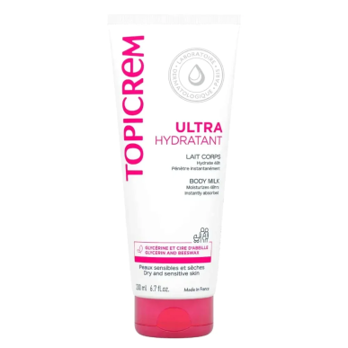 Topicrem Ultra-Hydratant Lait Corps 200ml – Soins Corps / Lait Hydratant Corps | TOPICREM - Corps Tunisie | Miral Parapharmacie