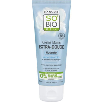 SO BIO Crème Mains Extra-Douce à l’Aloe Vera Bio 75ml – Soins des mains | SO BiO - Corps Tunisie | Miral Parapharmacie