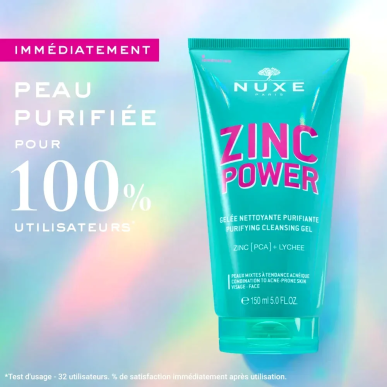 Nuxe Zinc Power Gelée Nettoyante Purifiante 150ml – Soins Corps / Gommages Exfoliants | NUXE - Corps Tunisie | Miral Parapharmac