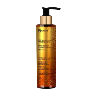K-REINE Lait Illuminateur Pailleté Doré Visage Corps et Cheveux SPF10 150ml | K-REINE - Corps Tunisie | Miral Parapharmacie