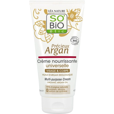 SO BIO Crème Nourrissante Universelle Visage et Corps Précieux Argan 125 ml – Soins Corps / Hydratation et Nutrition Corps | SO 